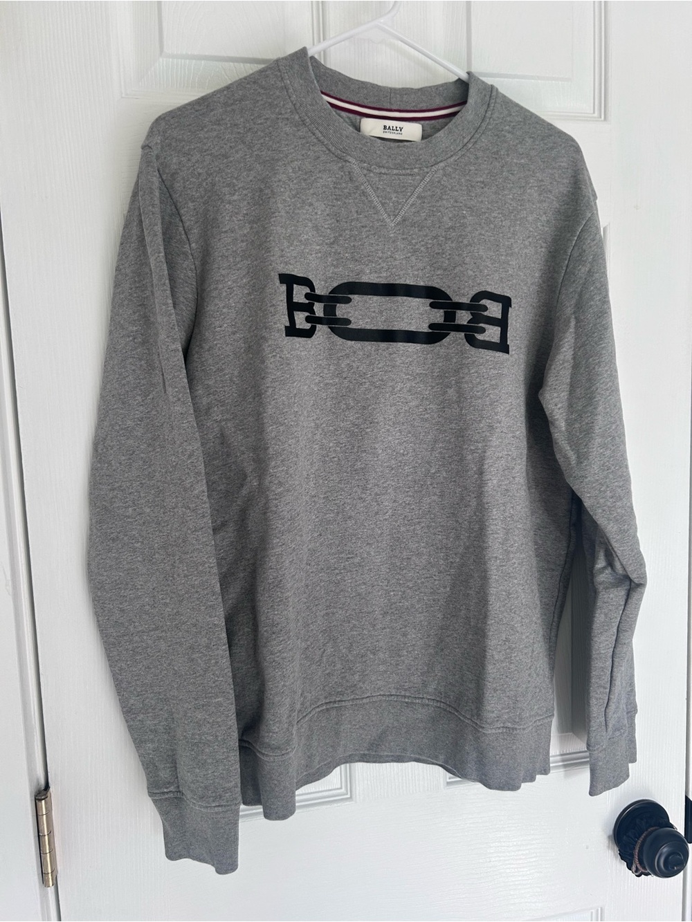 Bally Gray Crewneck Sweater with Black Logo